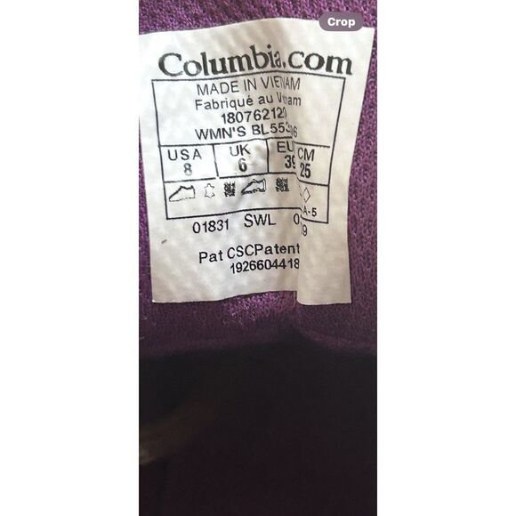 Women's Columbia Brown & Purple Lace Up Boots Preowned In Great Condition,Size 8 - Picture 9 of 9